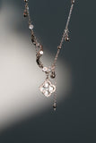 Platinum Plated Lucky Leaf Shell Pearls Spiral Necklace