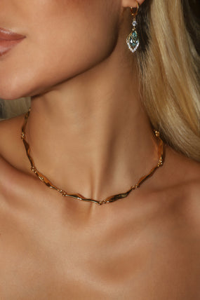 14K Real Gold Plated Blue Gem Droplet Earrings