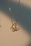 14K Real Gold Plated Natural Shell Butterfly Pendant Necklace