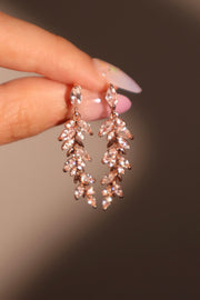 14K Rose Gold Plated Diamond Leaf Earrings