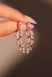 14K Rose Gold Plated Diamond Leaf Earrings