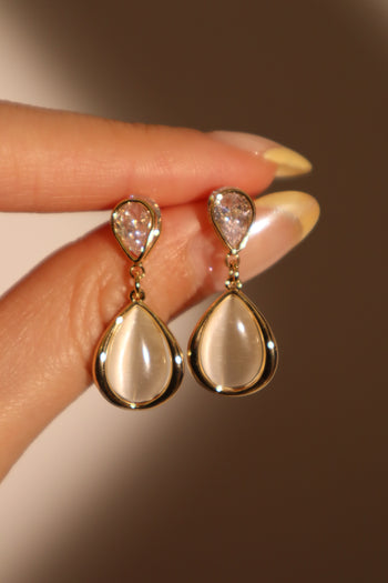 14K Real Gold Plated Opal Droplets Earrings