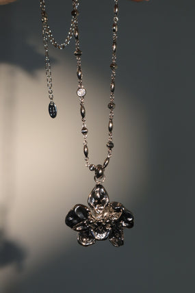 Platinum Plated Orchid Necklace