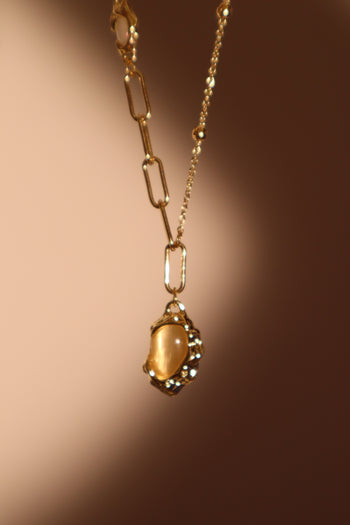 14K Real Gold Plated Opal Droplet Necklace