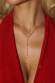 18K Real Gold Plated Cross Lariat Long Necklace