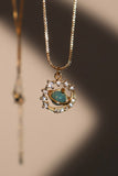 18K Real Gold Plated Blue Opal Saturn Star Necklace