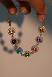 14K Real Gold Plated Multi Color Gem Bracelet