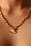 18K Real Gold Plated Diamonds Natural Shell Moon Necklace