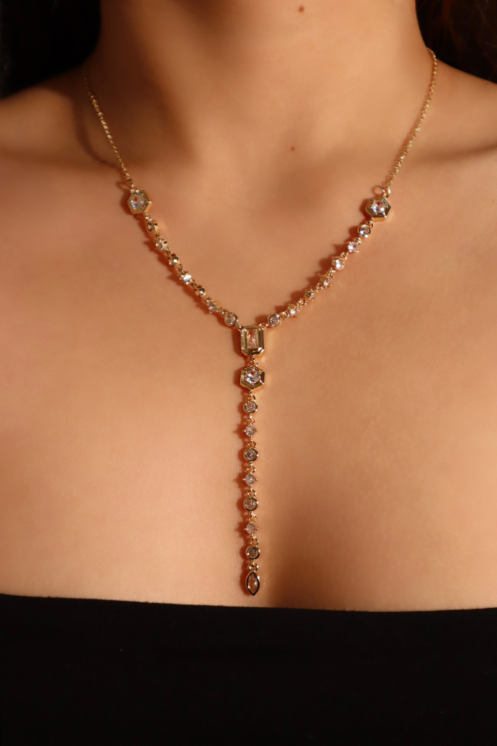 14K Real Gold Plated Diamond Chain Necklace - Main Image