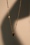 18K Real Gold Plated Black Gem Pearl Necklace