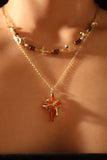 14K Real Gold Plated Tigerite Brown Star Necklace