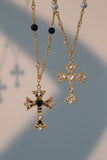 18K Real Gold Plated Diamond Pearl Cross Necklace