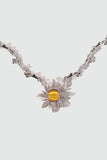 Platinum Plated Orange Opal Sun Necklace