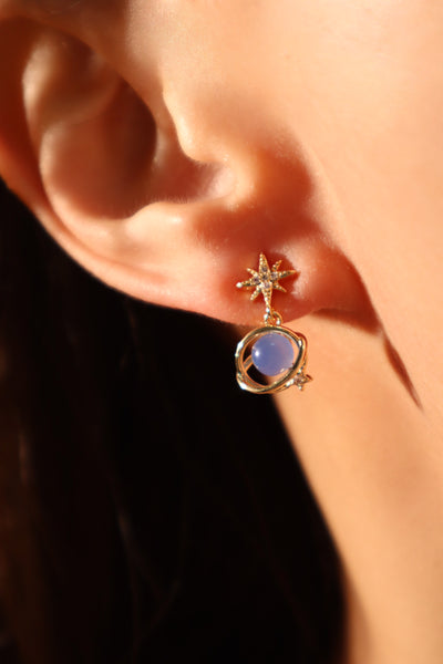 Moonstone & Blue Sapphire 14k Gold Vermeil popular Over Sterling Silver Earring