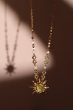 18K Real Gold Plated Green Opal Sun Necklace