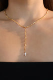 18K Real Gold Plated Diamond Cross Lariat Necklace