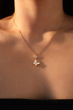 14K Real Gold Plated Shell Pearl Butterfly Necklace