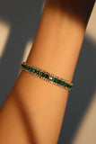 14K Real Gold Plated Multi Green Gem Bracelet