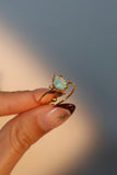 18K Gold Stainless Steel Blue Opal Water Droplets Ring