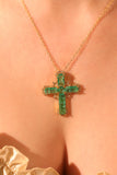Gold Plated Green Cross Necklace
