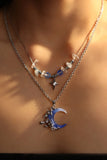 Platinum Plated Gradient Blue Moon Necklace