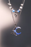 Platinum Plated Gradient Blue Moon Necklace