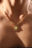 18K Real Gold Plated Green Opal Sun Necklace