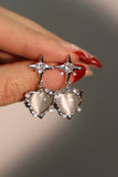 White Opal Heart Star Earrings