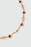 18K Real Gold Plated Multi Red Gem Twist Necklace