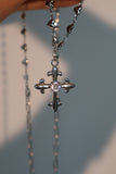 Platinum Plated Diamond Cross of Hearts Necklace