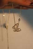 14K Real Gold Plated Natural Shell Butterfly Pendant Necklace