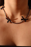 Black Bow Gemstones Necklace