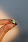 18K Gold Stainless Steel Blue Opal Water Droplets Ring