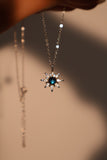 925 Sterling Silver Blue Gem Pole Star Necklace