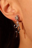 Platinum Plated Diamond Star Bowknot Earrings