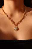18K Real Gold Plated Blue Opal Heart necklace