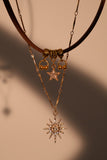 14K Real Gold Plated Diamond Polar Star Layer Necklace