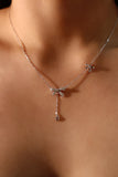 925 Sterling Silver Diamond Bowknot Necklace