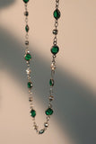 Platinum Plated Multi Green Gems Necklace