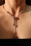 Platinum Plated Purple Gem Dangle Necklace