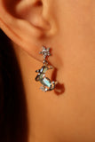 Platinum Plated Blue Moon Star Dangle Earrings