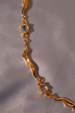 18K Real Gold Plated Multi Moonstones Wave Necklace
