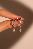 14K Real Gold Plated Purple Gem Butterfly Earrings