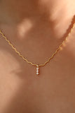 18K Real Gold Plated Diamond Wave Pendant Necklace