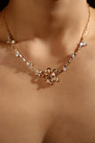18K Real Gold Plated Butterfly Pink Flower Necklace