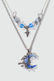 Platinum Plated Gradient Blue Moon Necklace