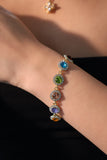 14K Real Gold Plated Multi Color Gem Bracelet