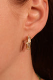 14K Real Gold Plated White Opal Diamond Earrings