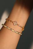 18K Real Gold Plated Lucky Leaf Shell Pearls Bracelet