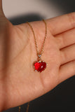18K Real Gold Plated Red Gem Heart Necklace （RESTOCK in 1-2 weeks）